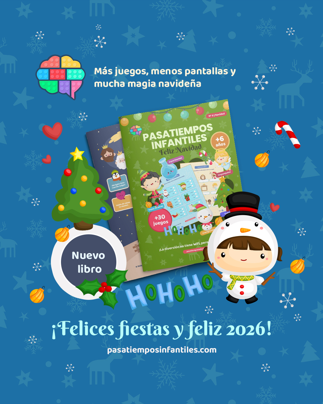 Diseño para redes sociales promoción pasatiempos infantiles de invierno